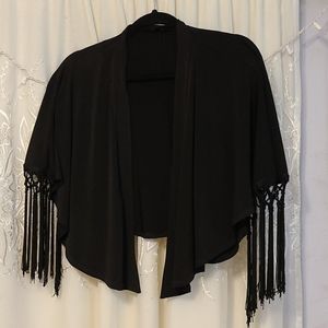 Black open front crop top